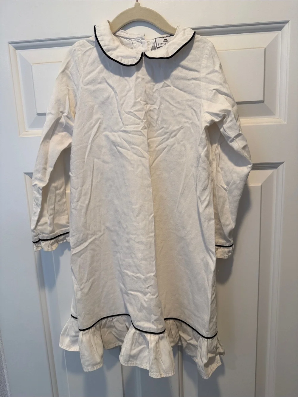 Petite Plume Victoria Girls Cotton Nightgown White with Black Trim 5